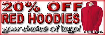 20% OFF ALL RED HOODIES! ANY LOGO!